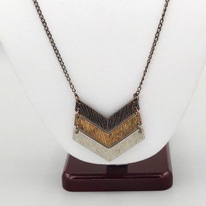 Womens Triple Alloy Chevron Pendant Fashion Necklace Lobster Clasp 22 in